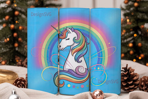 Rainbow Unicorn 20oz Tumbler Wrap Sublimation DesignSVG 