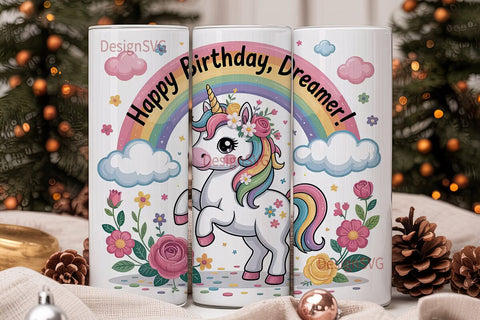 Rainbow Unicorn 20oz Tumbler Wrap Sublimation DesignSVG 