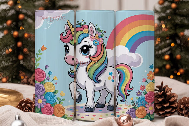 Rainbow Unicorn 20oz Tumbler Wrap Sublimation DesignSVG 