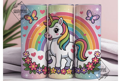 Rainbow Unicorn 20oz Tumbler Wrap Sublimation sassyprint 