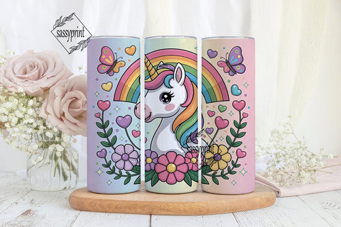 Rainbow Unicorn 20oz Tumbler Wrap Sublimation sassyprint 
