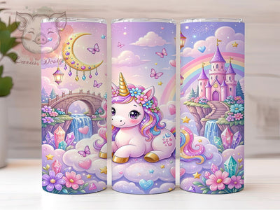 Rainbow Unicorn Castle 20oz Tumbler, Rainbow Unicorn Castle, Unicorn Castle, Rainbow Unicorn, Castle Tumbler, Unicorn Tumbler, 20oz Tumbler, Tumbler Wrap Sublimation Lara' s Designs 