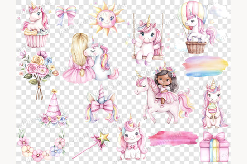 Rainbow Unicorn Clipart | Nursery Graphics For Invitation SVG GlamArtZhanna 