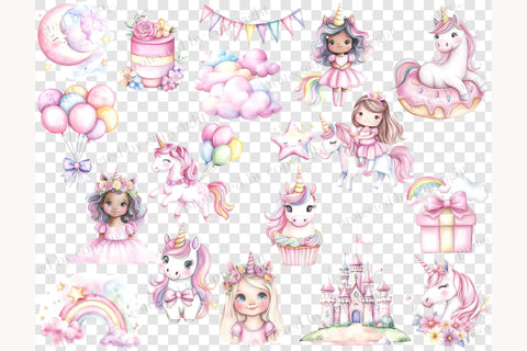 Rainbow Unicorn Clipart | Nursery Graphics For Invitation SVG GlamArtZhanna 