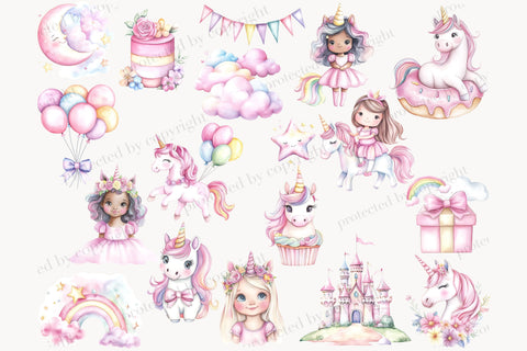 Rainbow Unicorn Clipart | Nursery Graphics For Invitation SVG GlamArtZhanna 