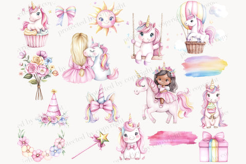Rainbow Unicorn Clipart | Nursery Graphics For Invitation SVG GlamArtZhanna 