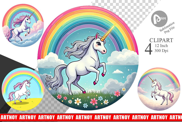 Rainbow Unicorn Clipart Sublimation artnoy 
