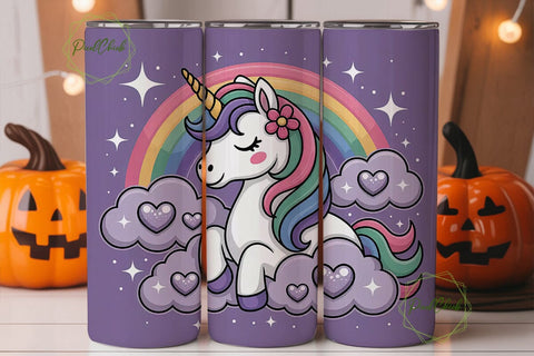Rainbow Unicorn Dream 20oz Tumbler Wrap Sublimation PixelChick 