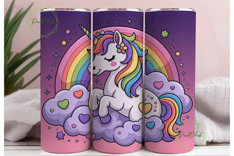 Rainbow Unicorn Dream 20oz Tumbler Wrap Sublimation PixelChick 