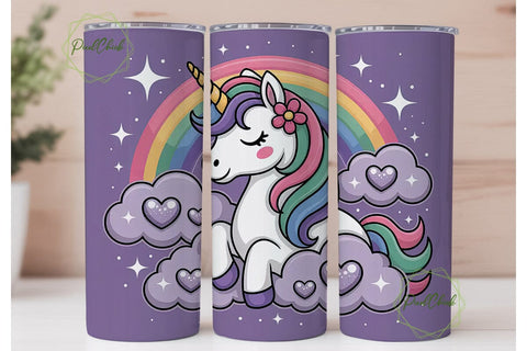 Rainbow Unicorn Dream 20oz Tumbler Wrap Sublimation PixelChick 