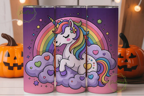 Rainbow Unicorn Dream 20oz Tumbler Wrap Sublimation PixelChick 