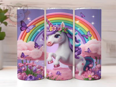 Rainbow Unicorn Kids Tumbler, Rainbow Horse Sublimation Design, Anime Unicorn Art, 20oz Kids Tumbler, Whimsical Unicorn Mug, Playful Rainbow Cup, Magical Unicorn Wrap Sublimation Lara' s Designs 