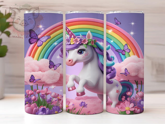 Rainbow Unicorn Kids Tumbler, Rainbow Horse Sublimation Design, Anime Unicorn Art, 20oz Kids Tumbler, Whimsical Unicorn Mug, Playful Rainbow Cup, Magical Unicorn Wrap Sublimation Lara' s Designs 
