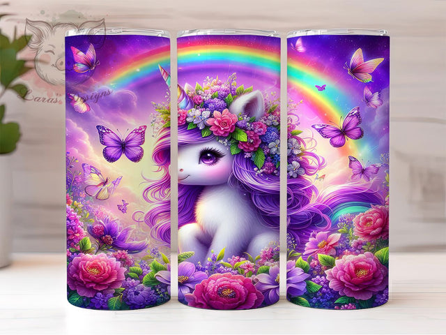 Rainbow Unicorn Kids Tumbler, Rainbow Horse Sublimation Design, Anime Unicorn Art, 20oz Kids Tumbler, Whimsical Unicorn Mug, Playful Rainbow Cup, Magical Unicorn Wrap Sublimation Lara' s Designs 