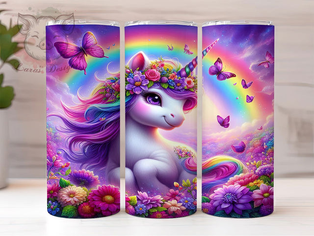 Rainbow Unicorn Kids Tumbler, Rainbow Horse Sublimation Design, Anime Unicorn Art, 20oz Kids Tumbler, Whimsical Unicorn Mug, Playful Rainbow Cup, Magical Unicorn Wrap Sublimation Lara' s Designs 