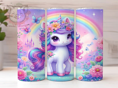 Rainbow Unicorn Kids Tumbler, Rainbow Horse Tumbler, Anime 20oz Wrap, Sublimation Design, Magical Gift Idea, Cute Unicorn Wrap, Whimsical Rainbow Tumbler Sublimation Lara' s Designs 