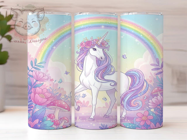 Rainbow Unicorn Kids Tumbler, Rainbow Horse Tumbler, Anime 20oz Wrap, Sublimation Design, Magical Gift Idea, Cute Unicorn Wrap, Whimsical Rainbow Tumbler Sublimation Lara' s Designs 