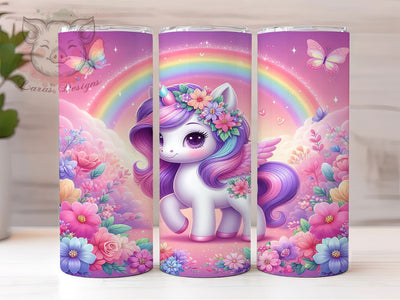 Rainbow Unicorn Kids Tumbler, Rainbow Horse Tumbler, Anime 20oz Wrap, Sublimation Design, Magical Gift Idea, Cute Unicorn Wrap, Whimsical Rainbow Tumbler Sublimation Lara' s Designs 