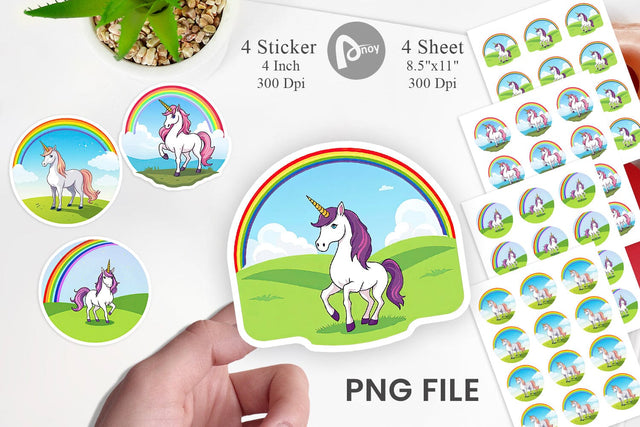Rainbow Unicorn Sticker Sublimation artnoy 