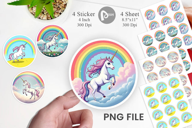 Rainbow Unicorn Sticker Sublimation artnoy 