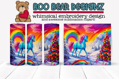 Rainbow Unicorn Sublimation Tumbler wrap Sublimation Boo Bear Designz 