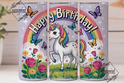 Rainbow Unicorn Tumbler Wrap Sublimation sassyprint 