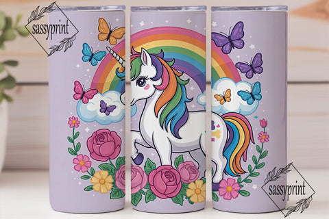 Rainbow Unicorn Tumbler Wrap Sublimation sassyprint 