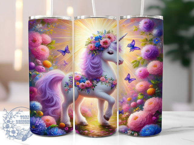 Rainbow Unicorn Whimsical Fantasy Tumbler, Cute Magical Tumbler, 20oz Unicorn Design, Whimsical Tumbler Wrap, Rainbow Unicorn Sublimation, Fantasy Creature Tumbler, Kawaii Unicorn Tumbler Sublimation ToriDesigns 