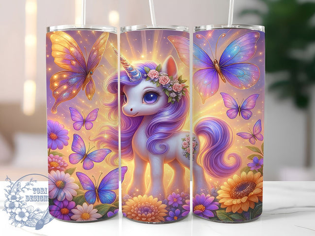Rainbow Unicorn Whimsical Fantasy Tumbler, Cute Magical Tumbler, 20oz Unicorn Design, Whimsical Tumbler Wrap, Rainbow Unicorn Sublimation, Fantasy Creature Tumbler, Kawaii Unicorn Tumbler Sublimation ToriDesigns 