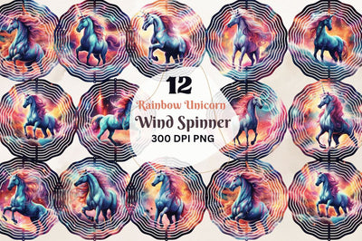 Rainbow Unicorn wind spinner Sublimation Regulrcrative 