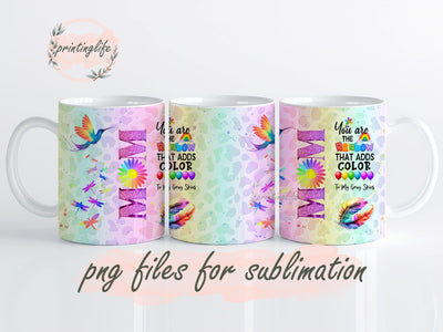 Rainbow Vibrant Mother's Day Mug Wrap Design, Instant Digital Design Download Mug Wrap Design, Mug Design PNG Sublimation PrintingLife 