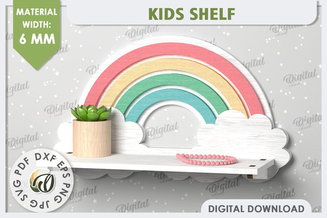 Rainbow Wall Shelf Laser Cut Design. Shelf for Kids Room SVG SVG Evgenyia Guschina 