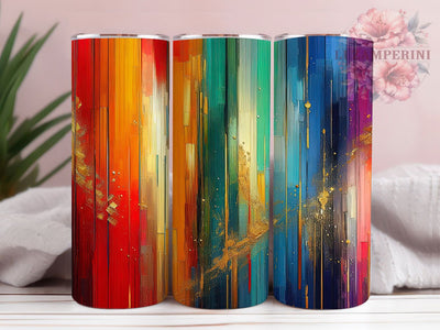 Rainbow Watercolor Brushstroke Tumbler, Watercolor Tumbler, Artistic 20oz Wrap, Sublimation Design, Stylish Gift Idea, Colorful Wrap, Creative Watercolor Tumbler Sublimation Li Zamperini 