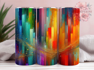 Rainbow Watercolor Brushstroke Tumbler, Watercolor Tumbler, Artistic 20oz Wrap, Sublimation Design, Stylish Gift Idea, Colorful Wrap, Creative Watercolor Tumbler Sublimation Li Zamperini 