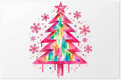 Rainbow Watercolor Christmas Tree PNG SVG BillahCrafts 