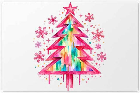 Rainbow Watercolor Christmas Tree PNG SVG BillahCrafts 