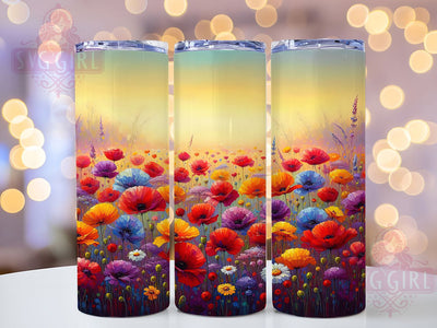 Rainbow Wildflower Field Tumbler, Wildflower Field Tumbler, Colorful Flower Wrap, Rustic Rainbow Wrap, Elegant Wildflower Wrap, Sublimation Design, Trendy Gift Idea Sublimation SvggirlplusArt 