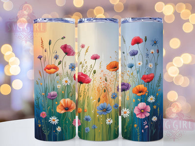 Rainbow Wildflower Field Tumbler, Wildflower Field Tumbler, Colorful Flower Wrap, Rustic Rainbow Wrap, Elegant Wildflower Wrap, Sublimation Design, Trendy Gift Idea Sublimation SvggirlplusArt 