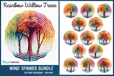 Rainbow Willow Trees Wind Spinner Sublimation Regulrcrative 