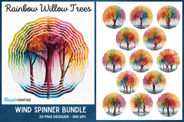 Rainbow Willow Trees Wind Spinner Sublimation Regulrcrative 
