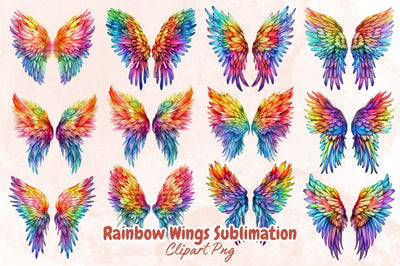 Rainbow Wings Sublimation Clipart Bundle Sublimation Designangry 