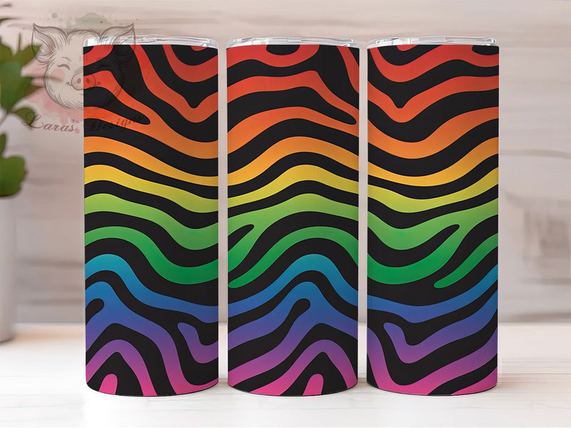 Rainbow Zebra Animal Print Tumbler, Colorful Stripes, Animal Print, Sublimation Art, 20oz Tumbler, Bold Theme, Fun Design Sublimation Lara' s Designs 