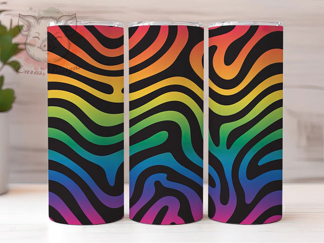 Rainbow Zebra Animal Print Tumbler, Colorful Stripes, Animal Print, Sublimation Art, 20oz Tumbler, Bold Theme, Fun Design Sublimation Lara' s Designs 