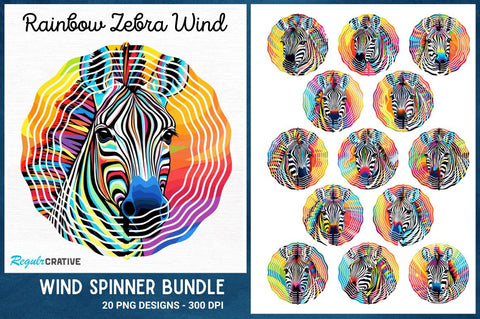 Rainbow Zebra Wind Spinner Sublimation Regulrcrative 