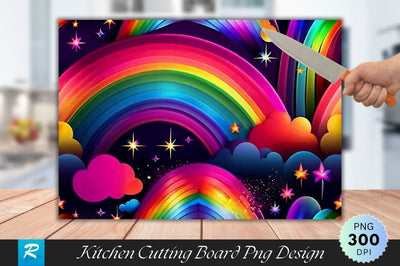 Rainbows Background Wallpaper Cutting Board PNG Design Sublimation Regulrcrative 