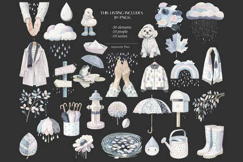 Rainy Day Clipart | Autumn Fall Umbrella Image | City Woman SVG GlamArtZhanna 