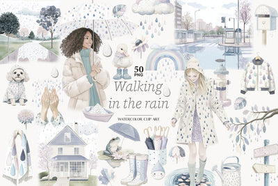 Rainy Day Clipart | Autumn Fall Umbrella Image | City Woman SVG GlamArtZhanna 