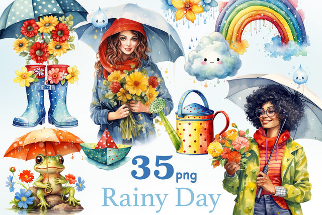 Rainy Day Clipart | Spring Clipart Bundle SVG GlamArtZhanna 