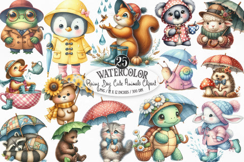 Rainy Day Cute Animals Sublimation PNG Sublimation SVGista 