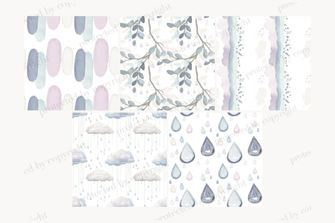 Rainy Day Paper Background | Autumn Rain Seamless Pattern Digital Pattern GlamArtZhanna 